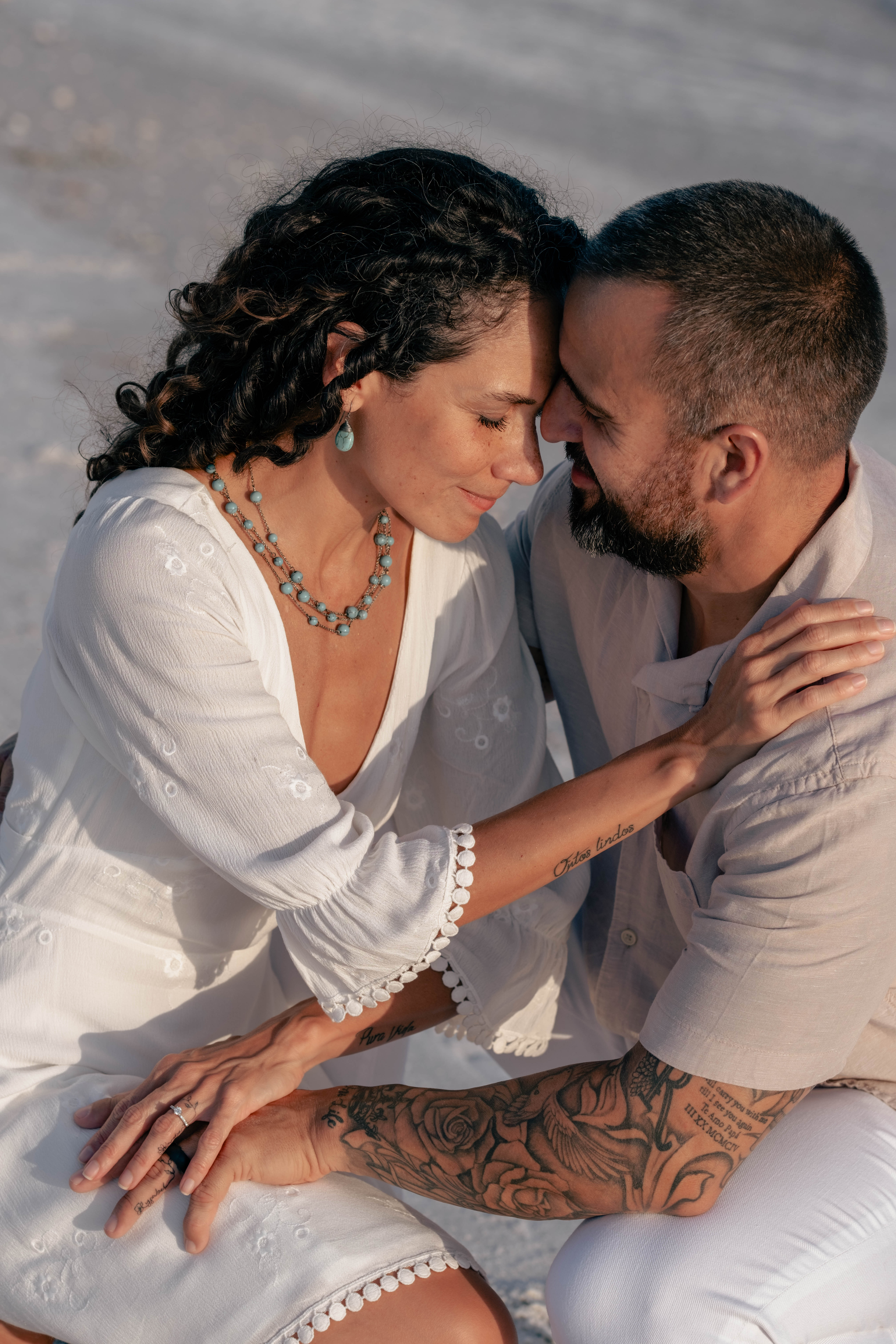 Romantic couple photos Siesta Key beach sunset Florida
