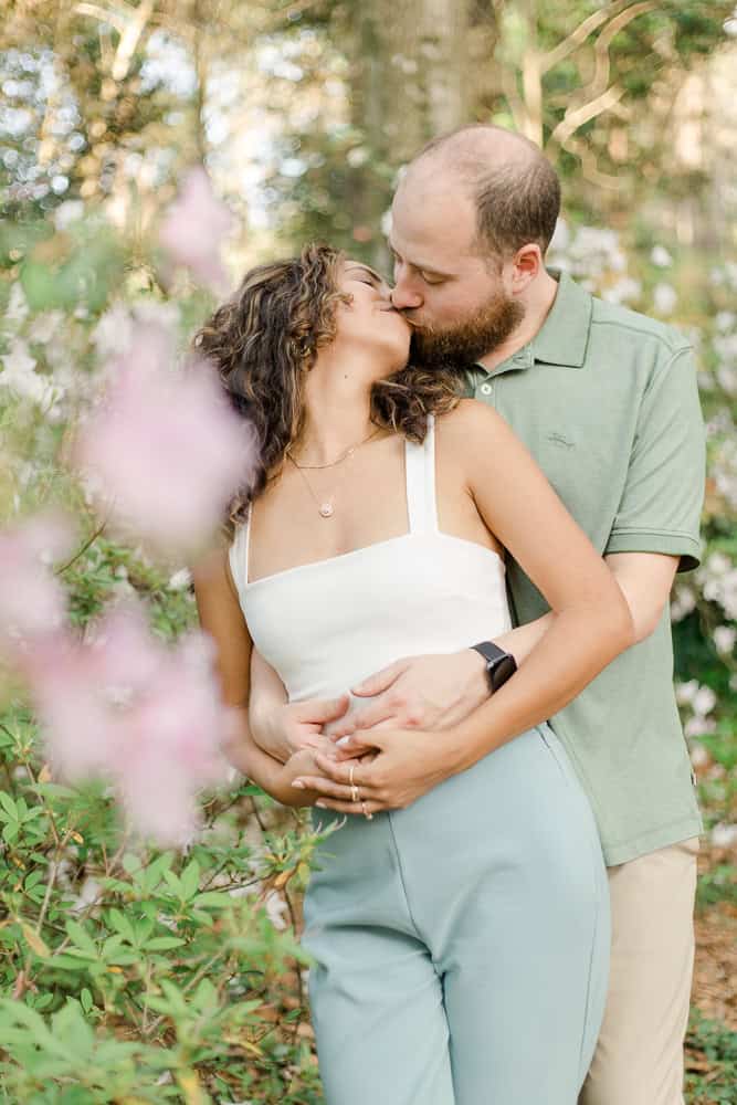 warm embrace of man and woman kissing | wedding photography | couples photography