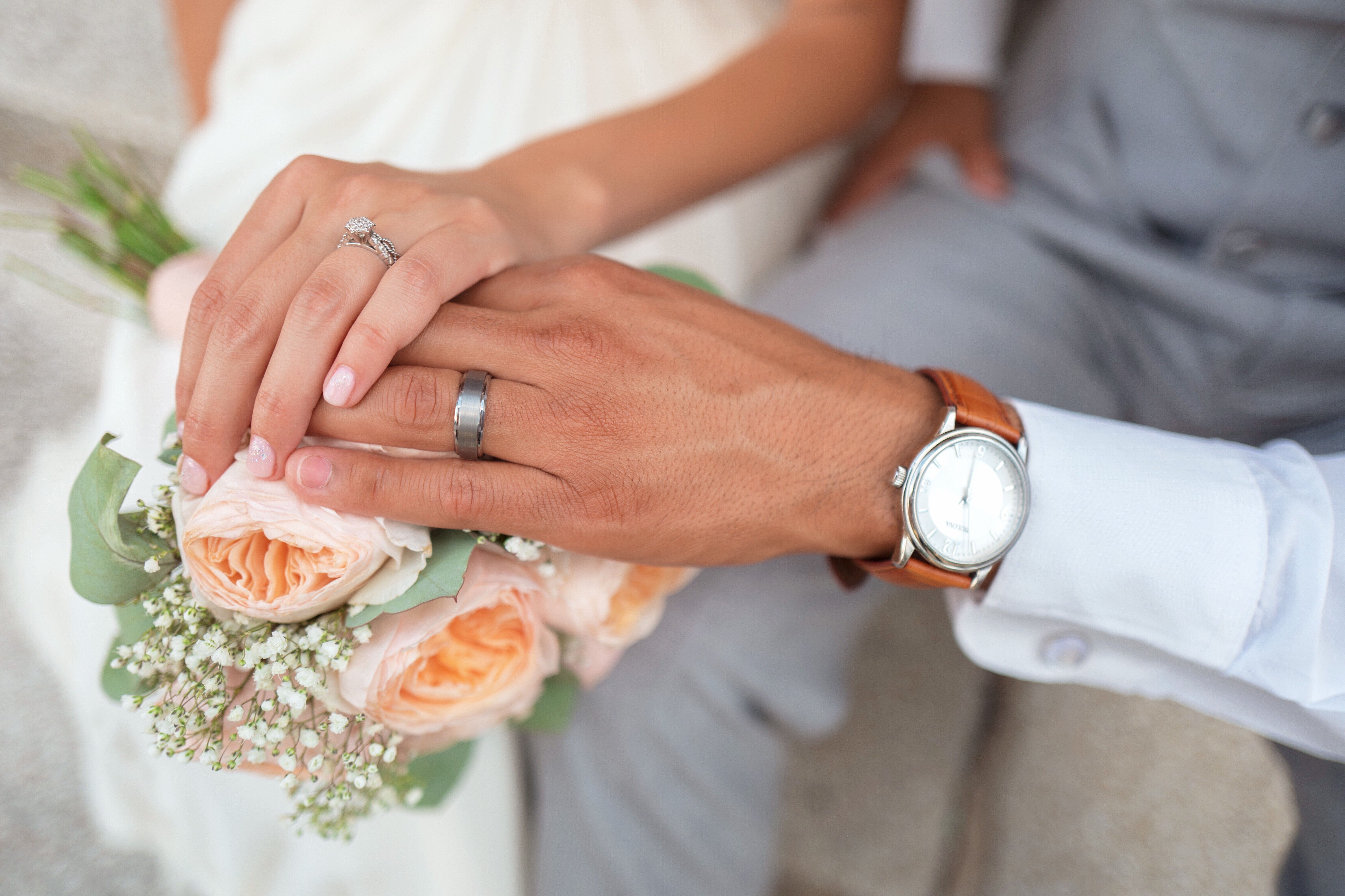 Wedding couple's hands