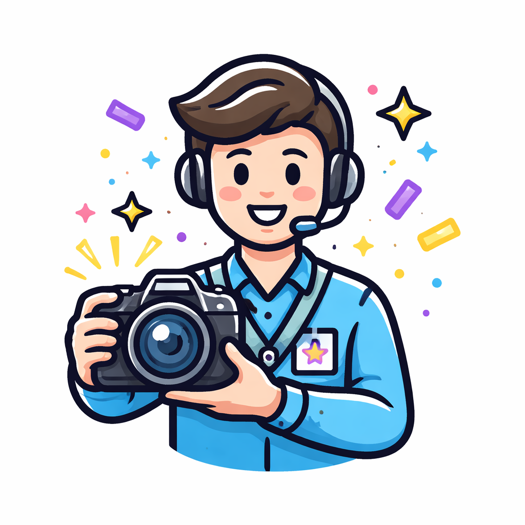 Cheerful photo booth attendant with camera.png