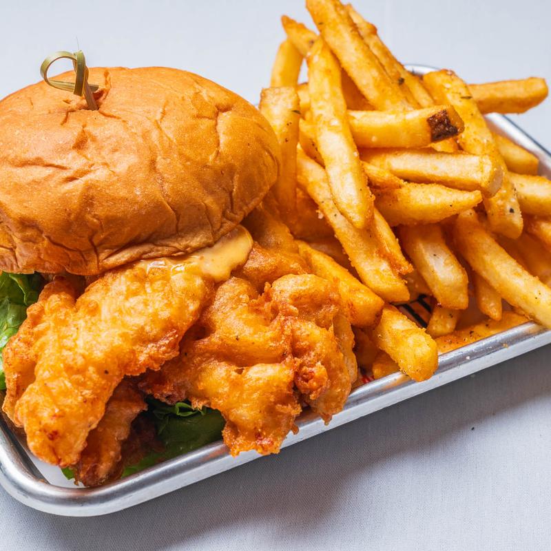 Fried fish sandwich and fries.