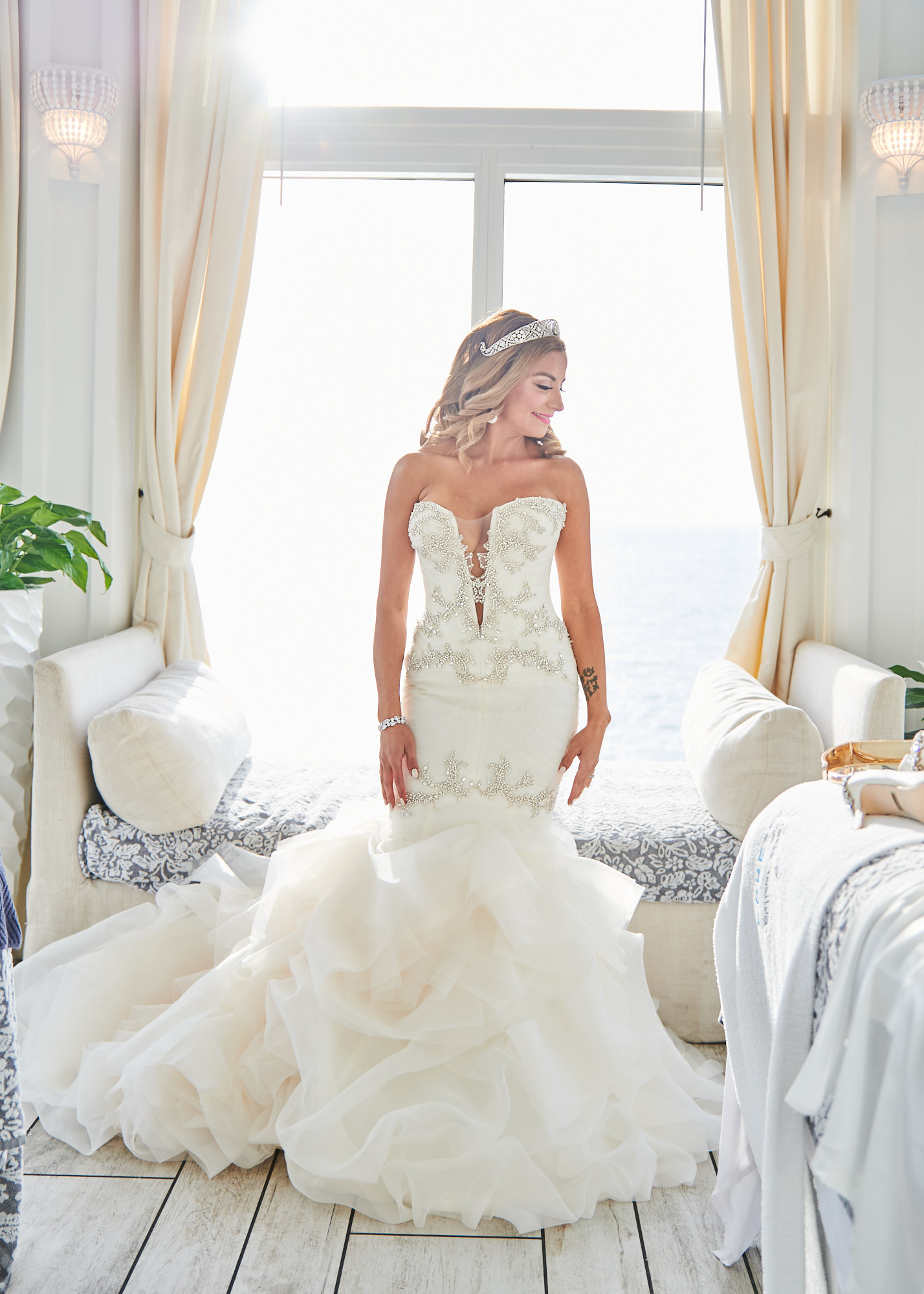 Bridal portrait beside a bright window