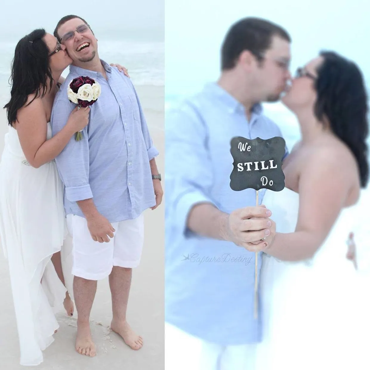 Couple celebrating their love on the beach.