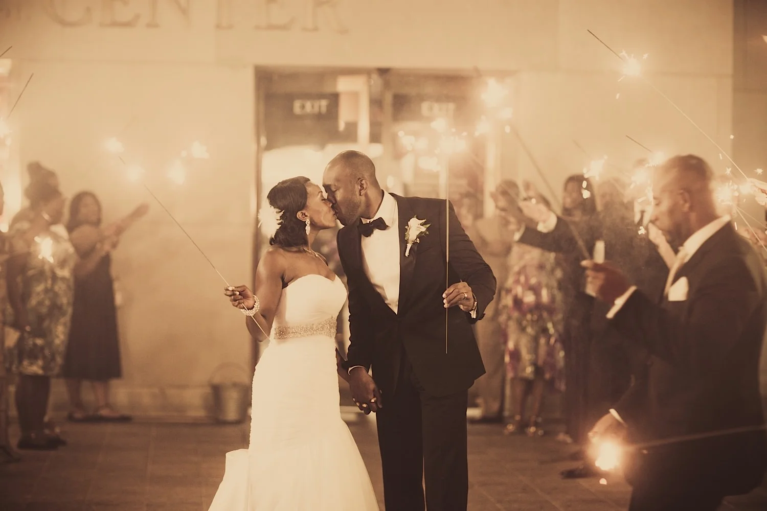 Central Florida wedding photographer's Elegant African American wedding photo in downtown Orlando