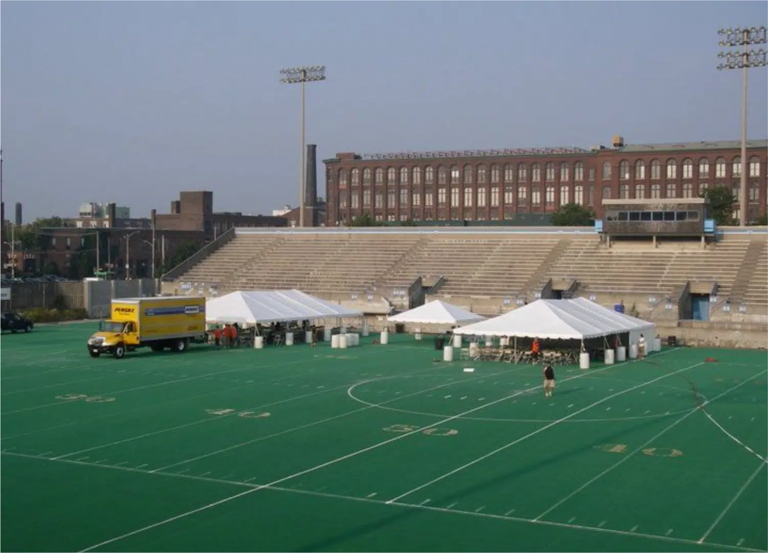 Large Tents on Football Field for Sporting Event