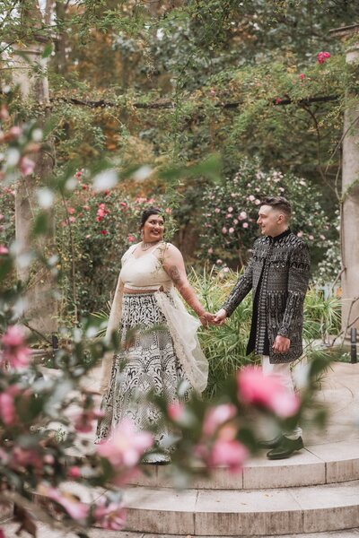 bride and groom walking