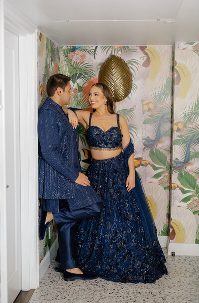 Indian American Fusion Wedding dressed for Sangeet