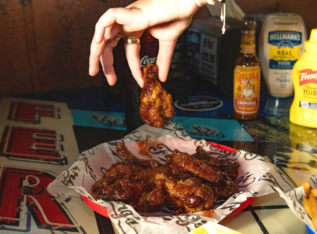 Ferg's famous chicken wings with sauce at St Pete sports bar