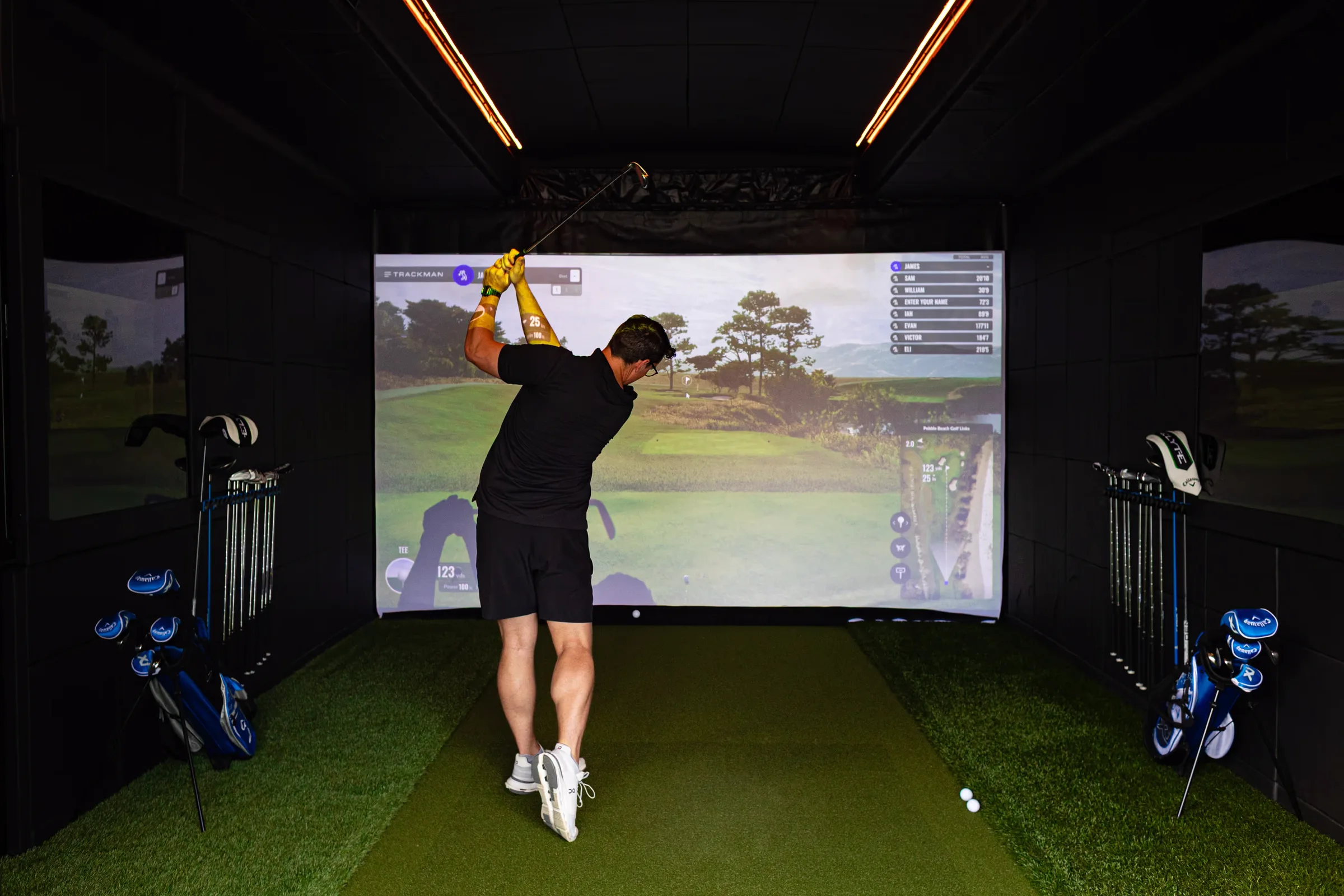 Dryvebox mobile golf simulator set up at an outdoor event