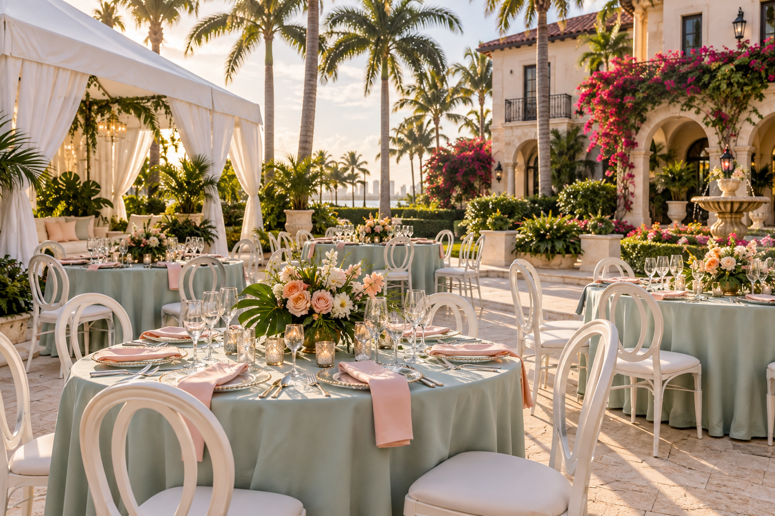 AI-generated tropical party rentals inspiration