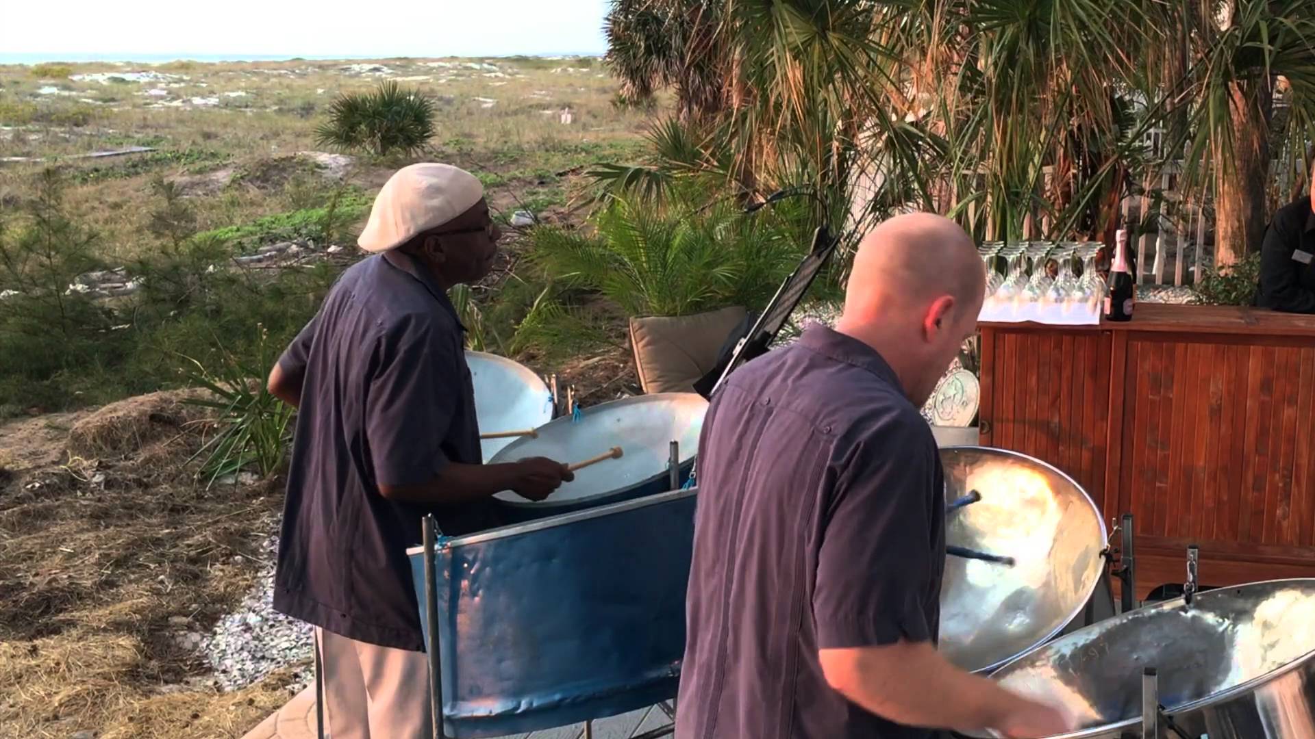 Johnny and Dave playing steel drums on Clearwater Beach