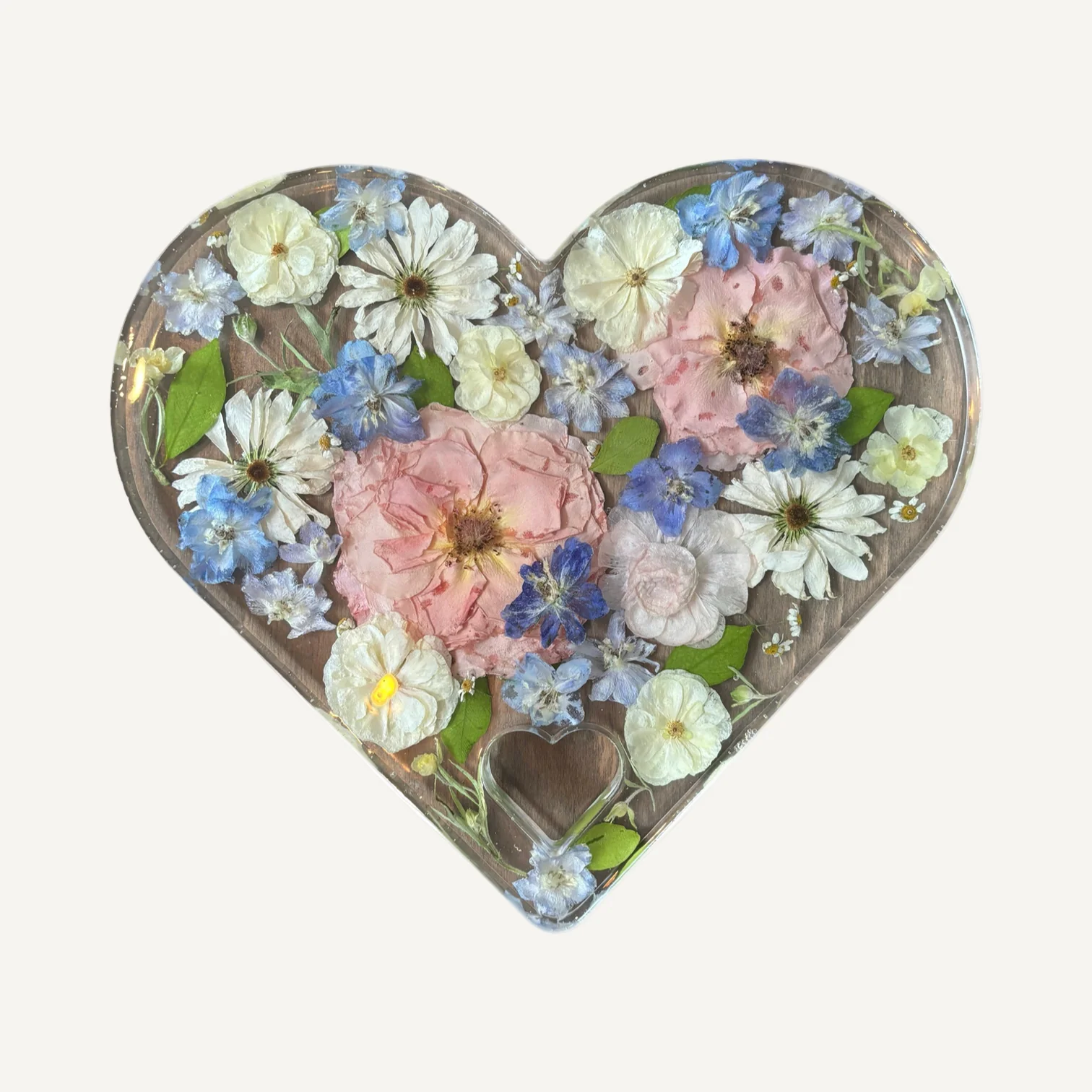 Custom 11 1/2” Open Heart on Heart-Blessed & Pressed Floral Preservation