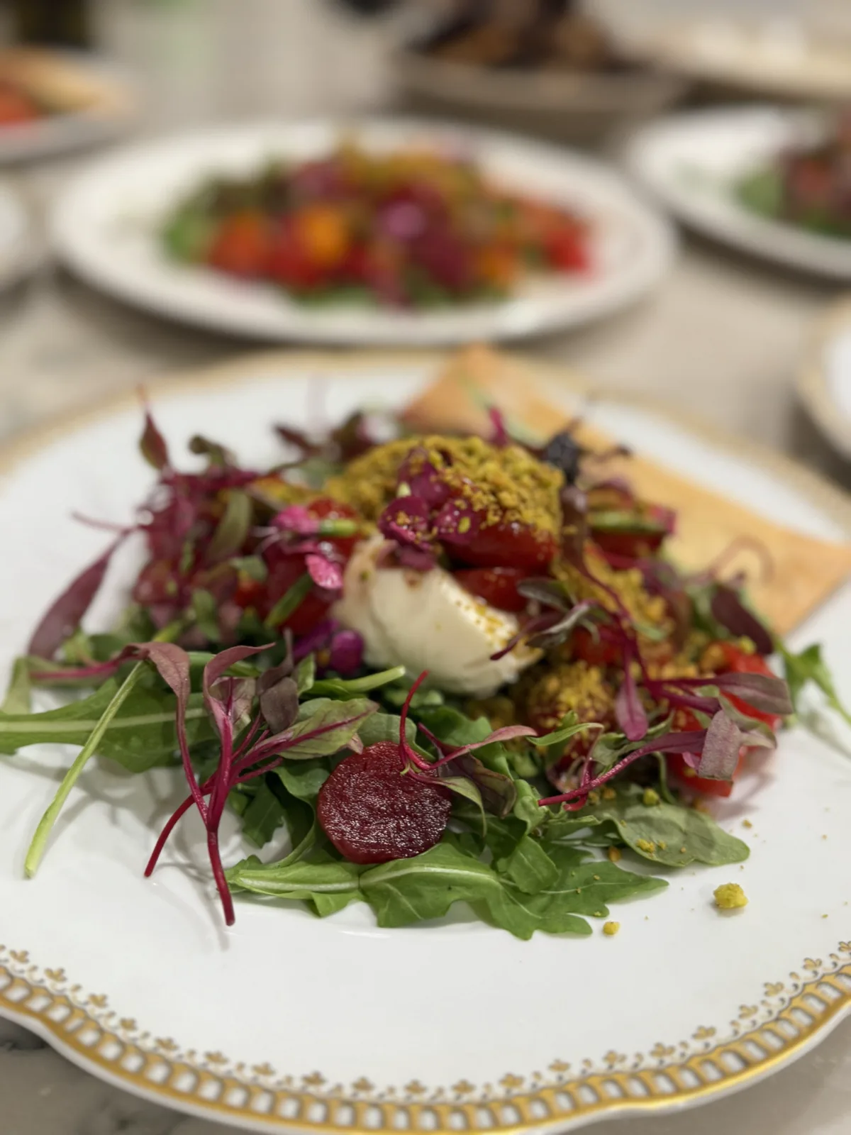 A colorful chef-prepared course suitable for private aviation catering in Miami